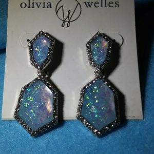 Olivia Welles Silver & Blue Rhinestone Earrings